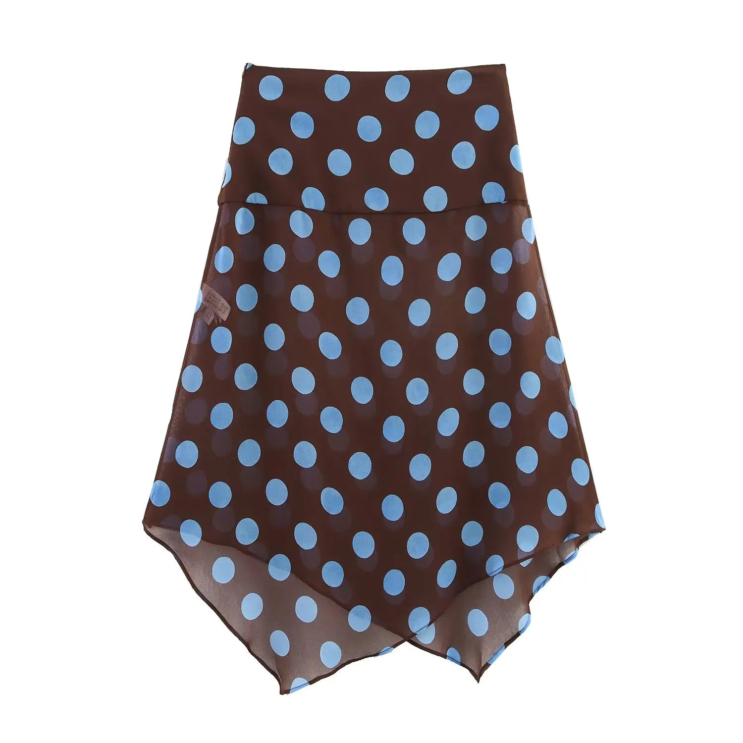 Women Summer Skirt Suits 2 Piece Set Asymmetrical Thin Long Skirt Sets Polka Dots Printed Hanging Collar Tops Women Suit Sets