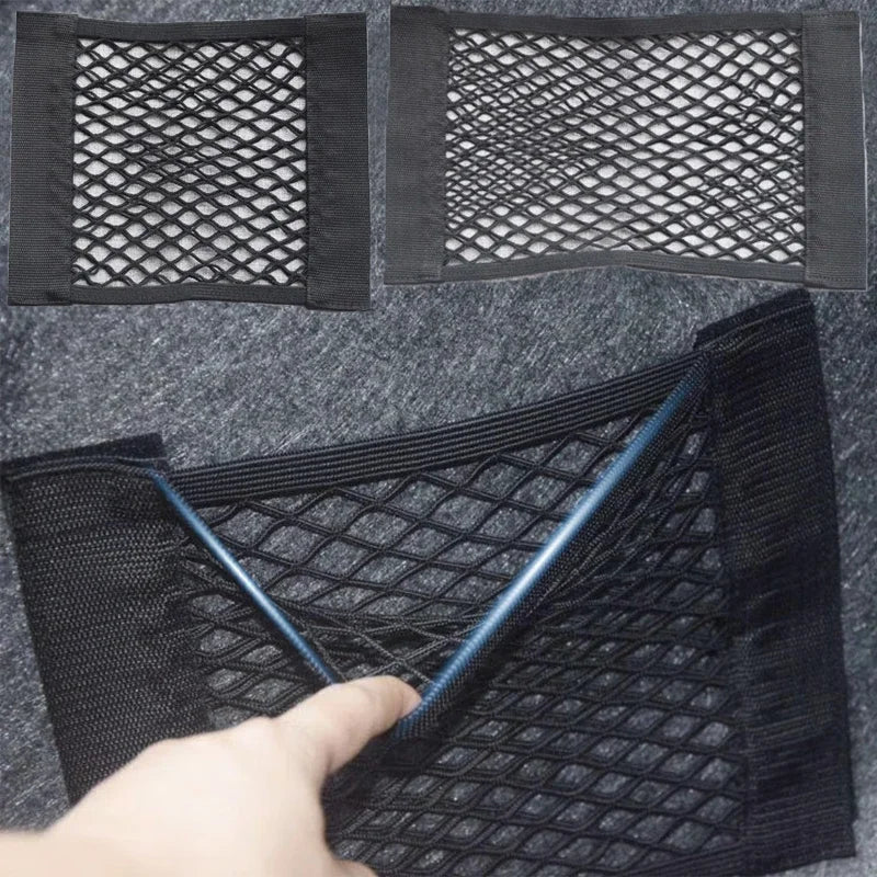 Car Elastic Mesh Fixed Straps Trunk Interior Auto Organizer Seat Back Fixing Net Bag Extinguisher Car Goods Storage Fixing Strap