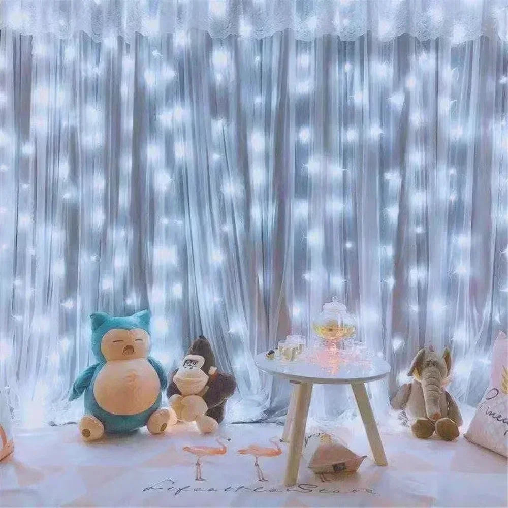 Christmas Fairy Light Party Birthday Decoration 8 Mode LED Holiday Garland Wedding USB Curtain String Light Home Decor 3M 6M