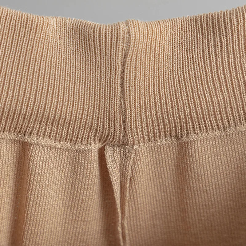 Pants Suit Women V-neck Loose Split Knit Tops Fashion Two-piece High Waist Straight Casual Pants Two Piece Sets Womens Outifits