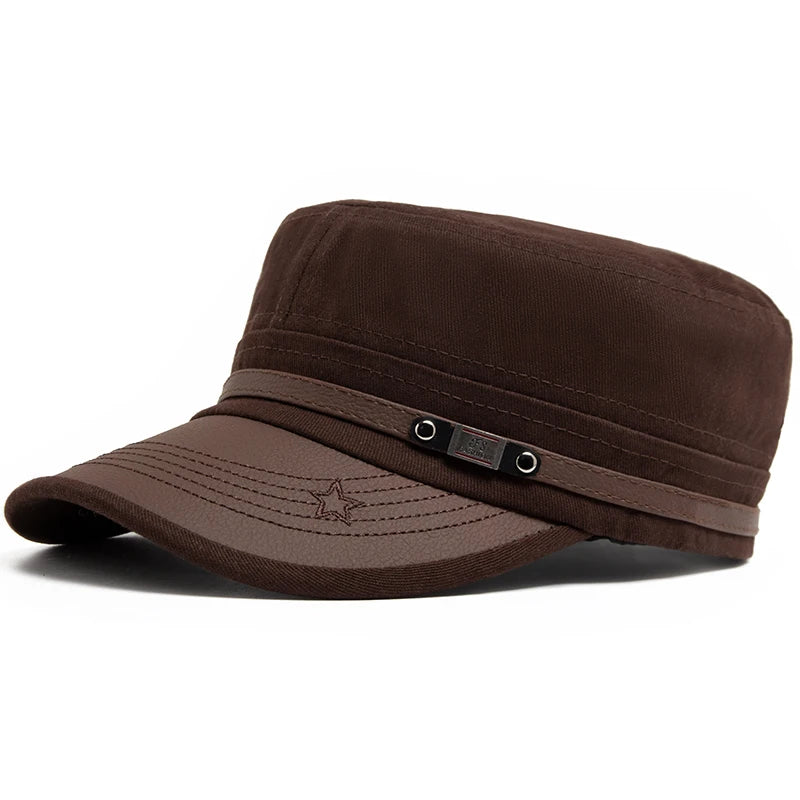 Flat Hat Women Fashion PU Leather Brim Men Baseball Cap Soft Cotton Cloth Casual Visor Trucker Hat Autumn Summer Adjustable