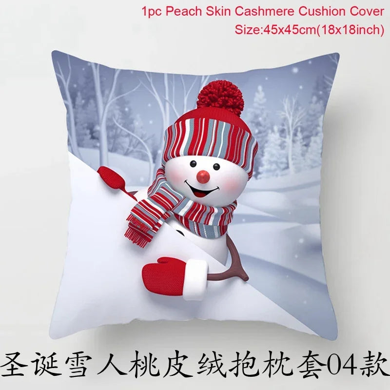 Merry Christmas Cushion Cover Christmas Decorations for Home 2021 Cristmas Ornament Noel Xmas Decor Navidad Happy New Year Gifts