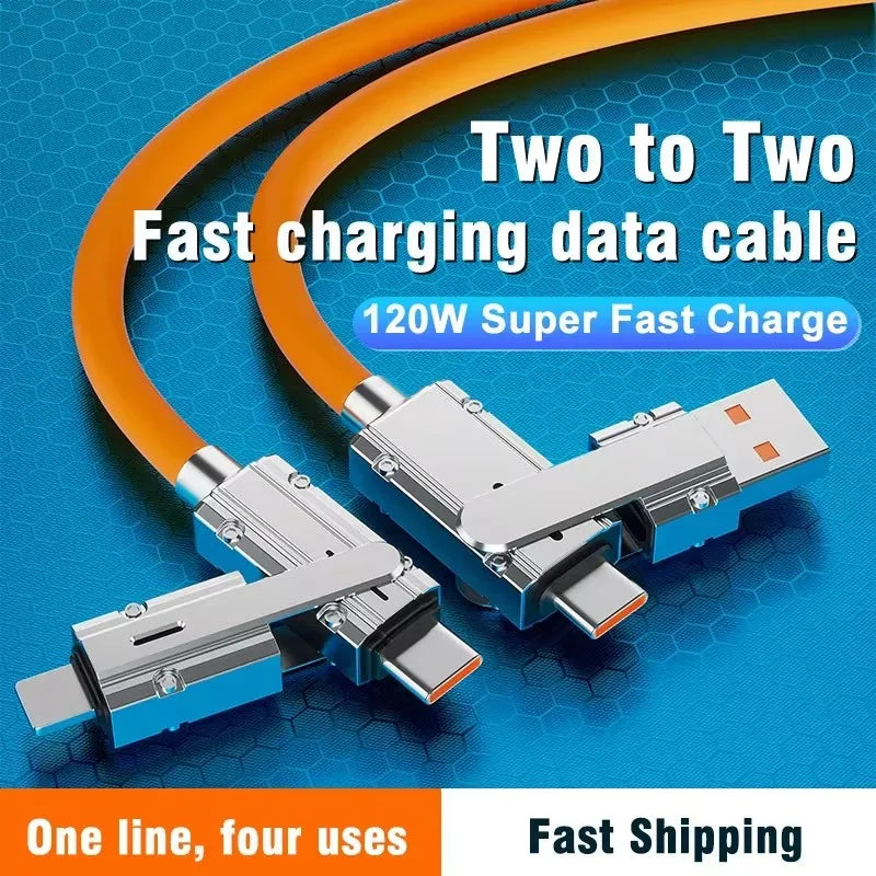 4-i-1 120W USB Type-C til Type-C-kabel for Huawei Honor 3-i-1 PD 100W hurtigladende datakabel for iPhone 15 Pro Max 1M/1.5M/2M