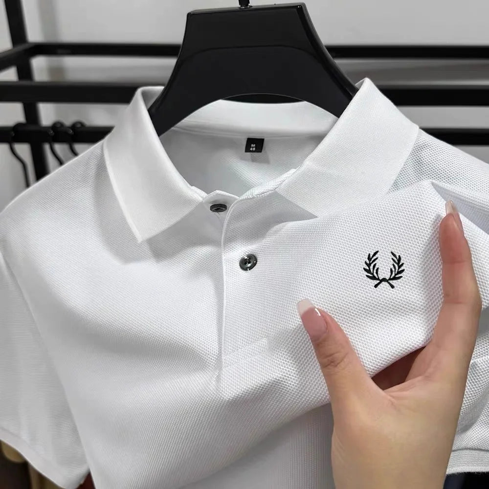Luxury brand 100% cotton short sleeve men's polo shirt summer high-end fashion classic embroidery business casual golf T-shirt