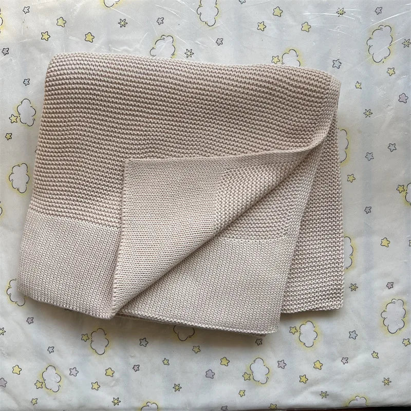 Manta de punto para bebé recién nacido, colcha de cama para niños, color sólido, algodón puro suave, para envolver bebés