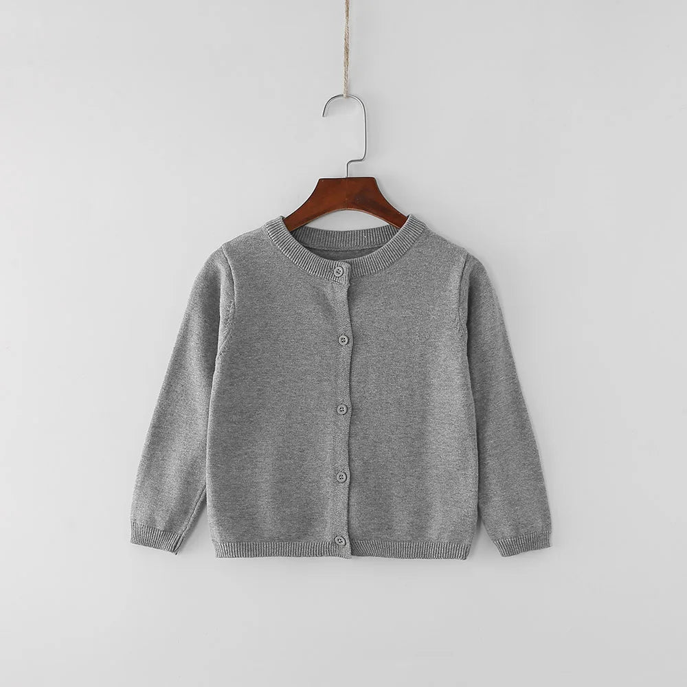 Cárdigans infantiles para niñas de 70-150 cm, suéter blanco y negro para bebés, chaquetas de punto para niños, ropa de primavera y otoño de algodón