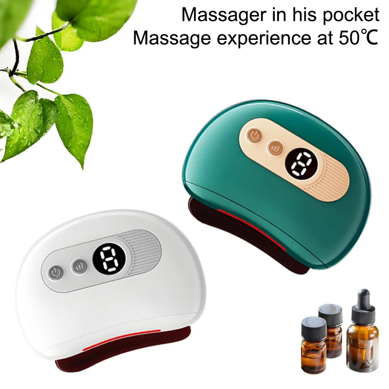 Masajeador eléctrico USB Guasha, piedra caliente, calentamiento por vibración, tabla de raspado, masaje de cuello y espalda, herramientas faciales Gua Sha para lifting facial