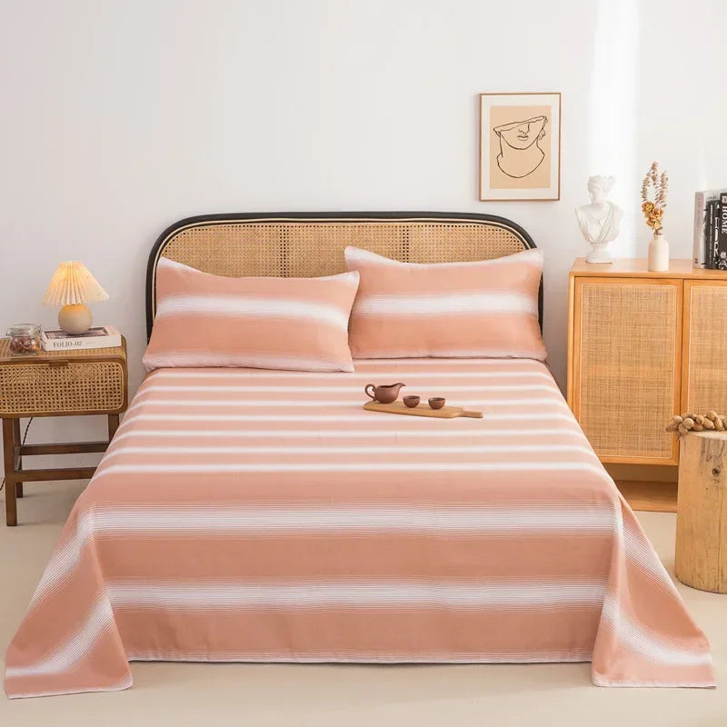 Soft 100% Cotton Coarse Cloth Bed Sheet Thick Sleep Naked Single Double Bedsheet Comfortable Durable Breathable Bed Sheets Queen
