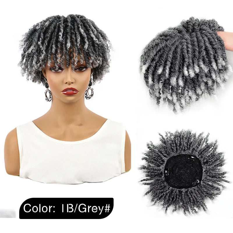 Perruque mi-longue afro bouclée en cheveux synthétiques, dreadlocks courtes, pinces à cheveux pour hommes et femmes