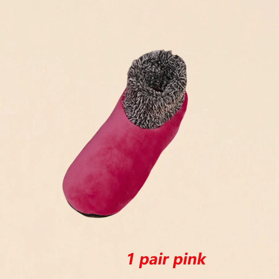 1 par koselige, fuzzy trim gulvsokker, ultravarme, tykke, myke vintersokker innendørs, kvinner, kaldt vær, sklisikker såle, komfortable