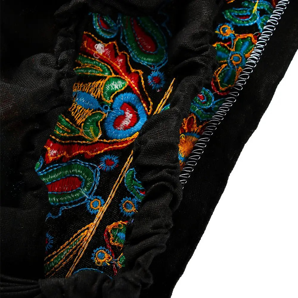 Fashion Embroidery Flowers Bandanas Mexican Style Ethnic Turban Hats Vintage Breathable Hair Cover Cap for Women