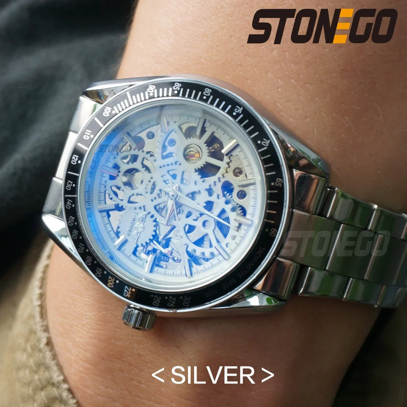Women Automatic Mechanical Skeleton Watch Self-Winding Water Resistant Gold Plated Dress Wristwatch