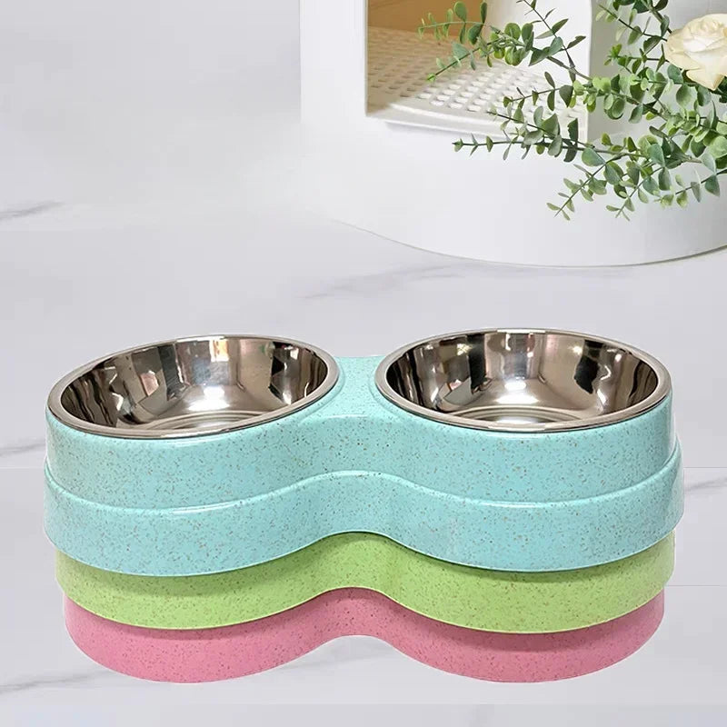 Small Dog Accessories Double Pet Bowls Stainless Steel Pet Drinking Dish Feeder Dog Food Water Feeder Cat Puppy Feeding Supplies