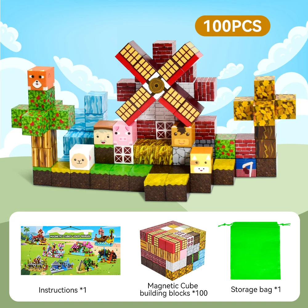 Magnetic Blocks-Magnetic Building Blocks,STEM Educational Magnet Toy Magnet Cubes Toys Stacking Learning Toys for Boys Girls