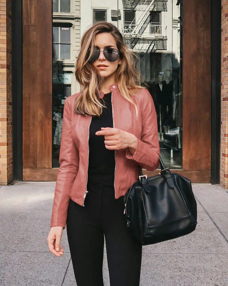 Vintage Women Pu Jacket Women High Street Coat Oversize Faux Leather Moto Biker Coats Punk Casual Cropped Outerwear