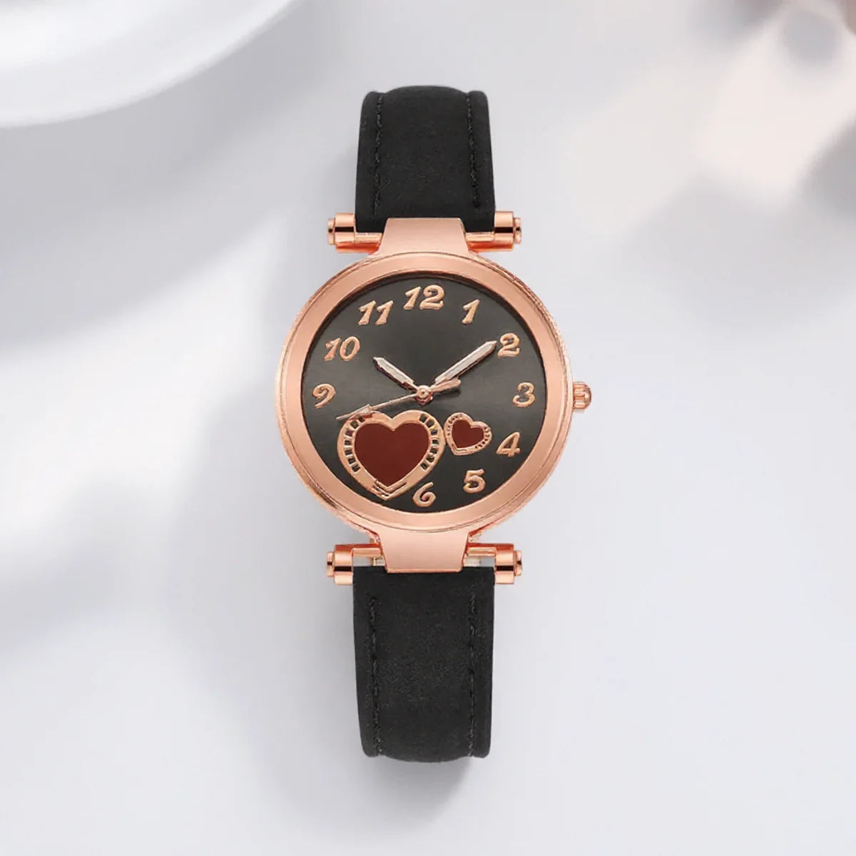 Women Fashion Watch Peach Heart Quartz Watch for Women Frosted Leather Strap Ladies Wristwatch Casual Dress Watch Gift for Her