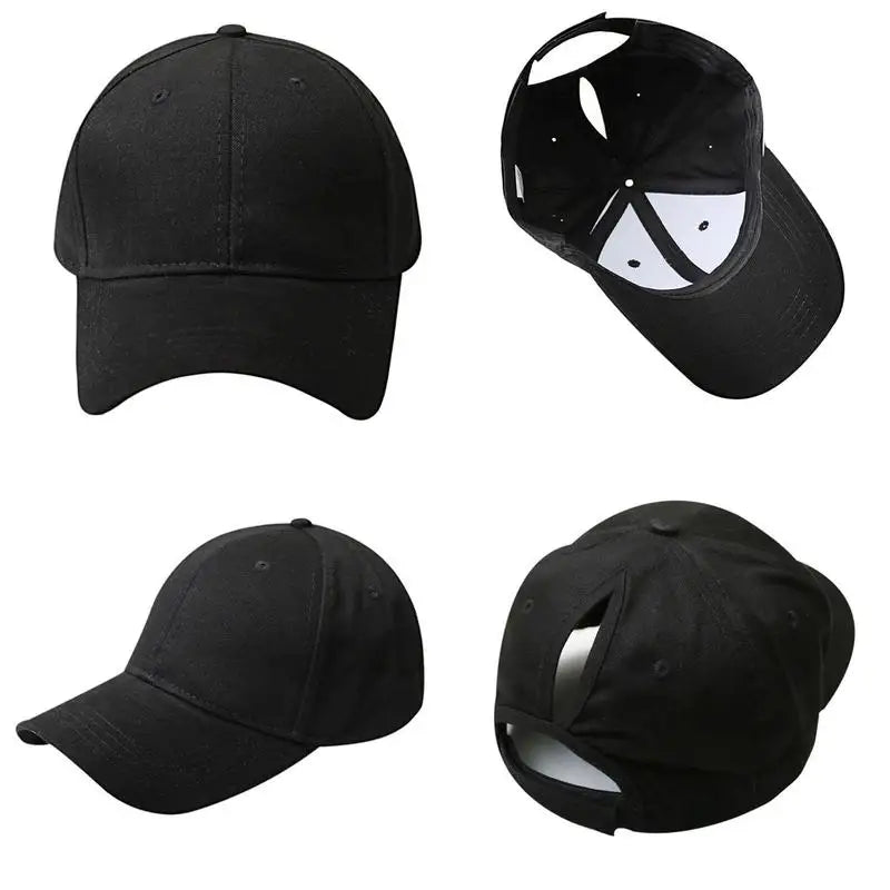 Women Ponytail Hat Cotton Baseball Caps Ponytail Adjustable Baseball Hat High Messy Bun Trucker Hat Blank Breathable Sun Hats