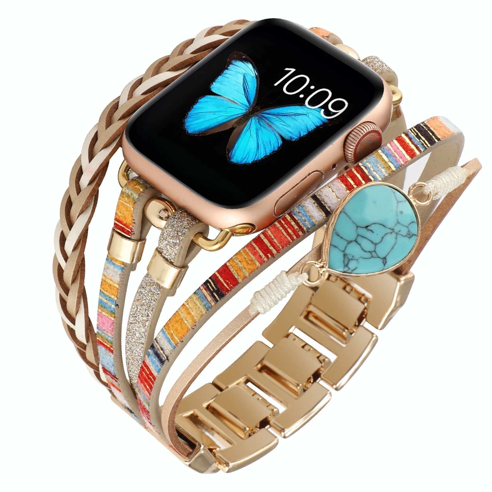 Metal Strap For Apple Watch Band Series876 SE54Ultra Women Jewelry Bracelet Chain IWatch 49mm 45mm 41mm 40mm 38 44mm Peal Wrist