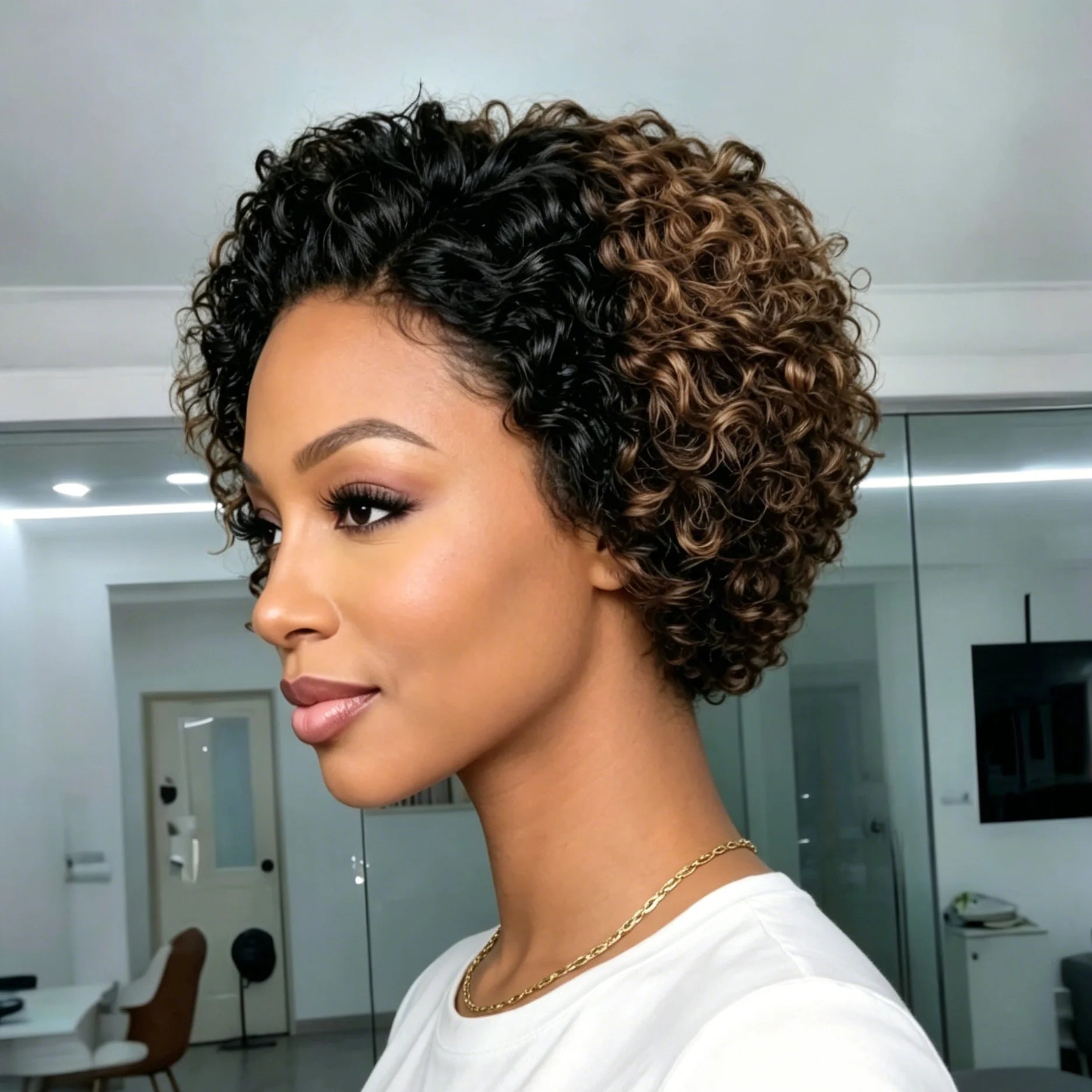 Curly Pixie Cut Wigs 13*4 Lace Front Wigs Brazilian Human Hair Natural Short Hair Style 180% Density