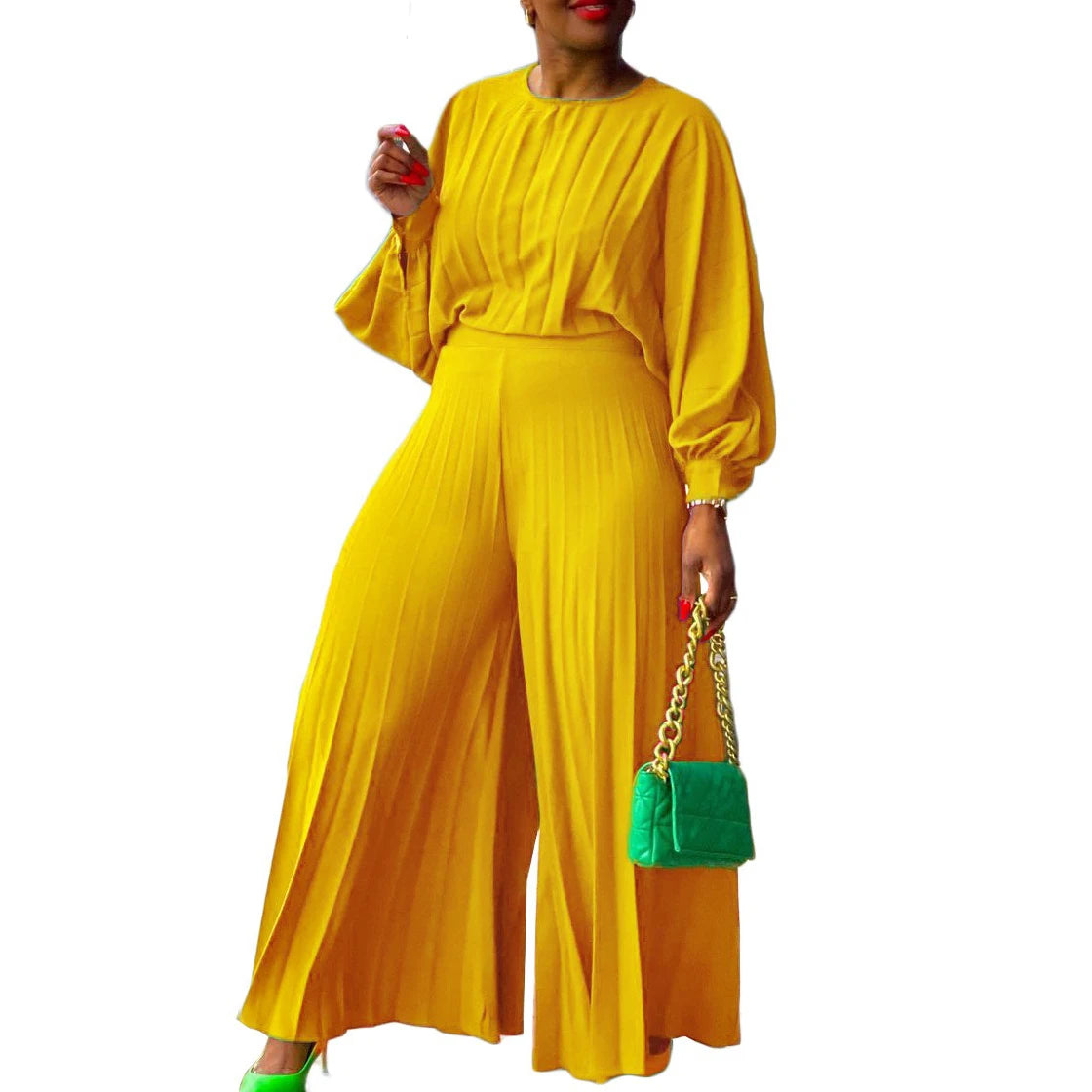 Women 2 Pieces Pants Sets Solid Blouse & Long Trousers Fashion Loose Ladies Daily Wear Outfits Matching Pants Sets Cloth Sets OL