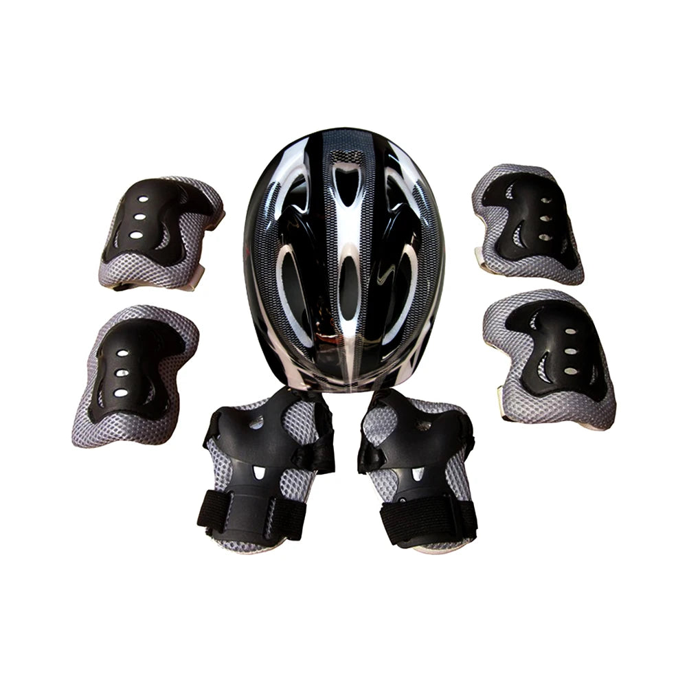 7Pcs/Set Kids Roller Skating Bicycle Helmet Knee Wrist Guard Elbow Pad Set for Children Cycling Sports Protective Guard Gear Set