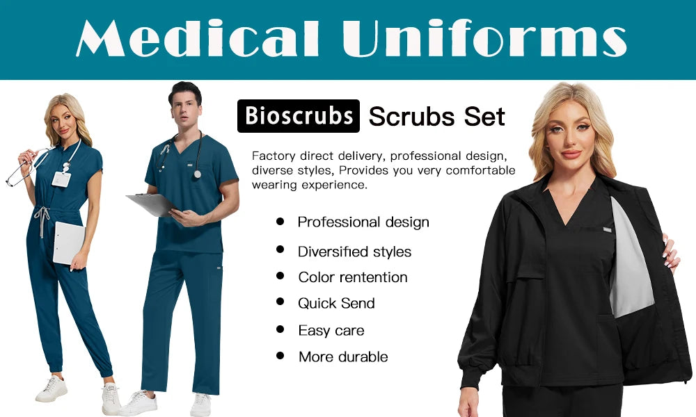 Hospital Workwear Medical Uniforms V-neck Doctor Nurse Work Clothes Surgery Scrub Set Dental Pharmacy Workwear Short Sleeve Suit