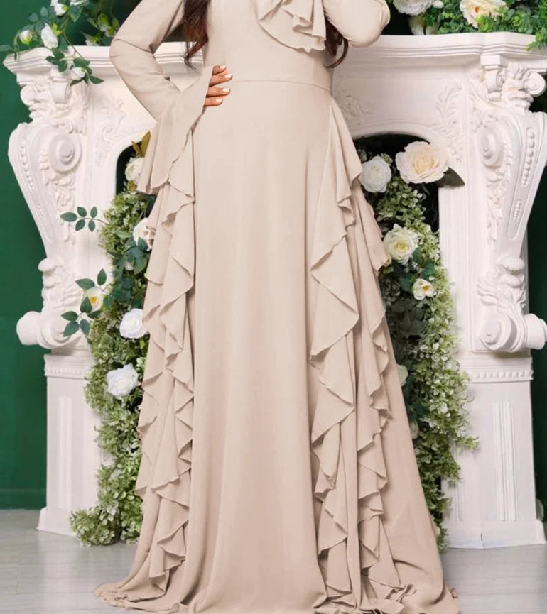 Elegant Party Women's Dresses Casual High Waisted Solid Color Design Flared Sleeves Dress Womens Clothing Outfits Dress