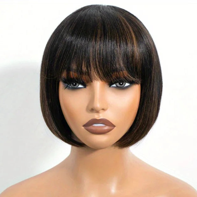 Perruque bob sans colle en cheveux naturels