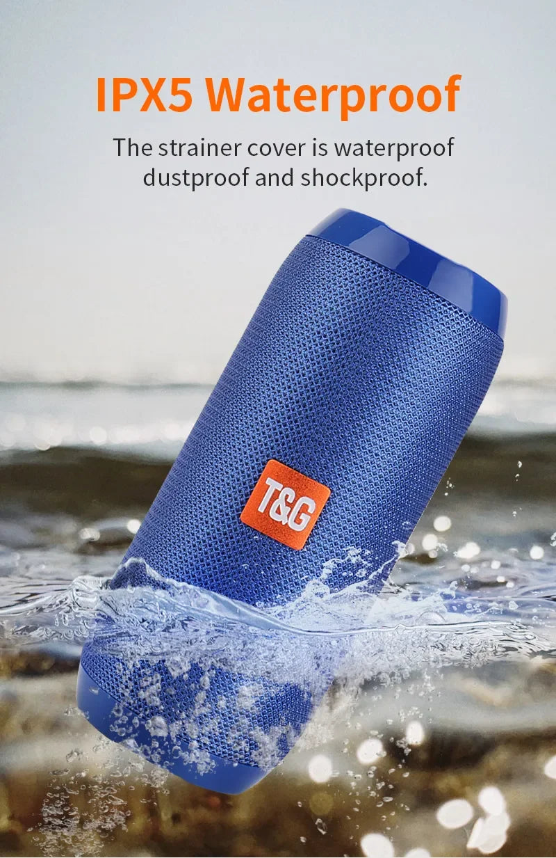 Altavoz portátil inalámbrico Bluetooth Subwoofer exterior impermeable Altavoz estéreo envolvente compatible con radio FM y tarjeta TF