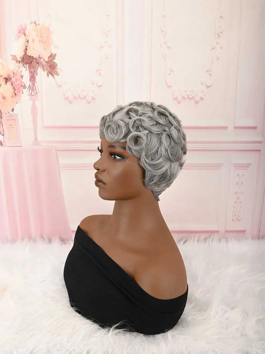 Short Pixie Brown Wigs Short Curly Pixie Wigs Synthetic Wigs Natural Wavy Pixie Cut Wig Short Curly Layered Pixie Wig