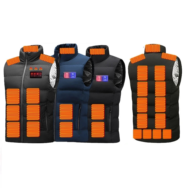 Gilet chauffant électrique USB pour homme, 21 zones, pour l'hiver, idéal pour la chasse et l'extérieur
