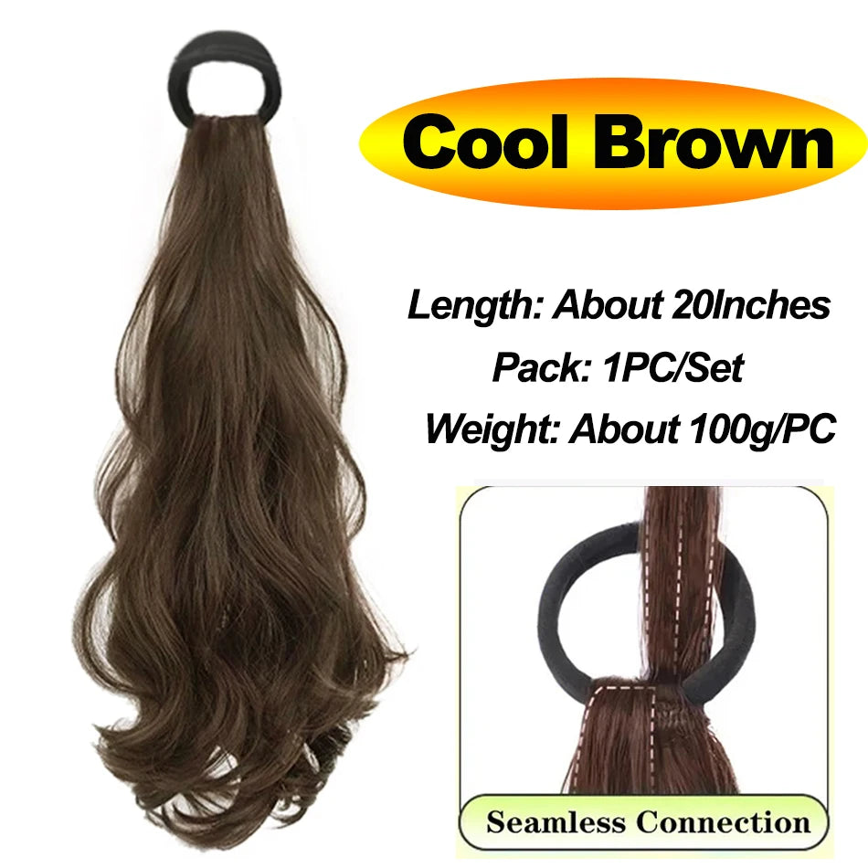 Vitality Synthetic Wig Ponytail Long Wavy Ponytail Hair With High Elasticity Rubber Band Heat Resistant Hairpiece For Daily Use