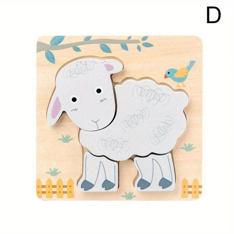3D Wooden Cartoon Animals Cognitive Puzzles For Kids Children's Wooden Puzzles Toys Colors Shapes Baby Educational Toys Game