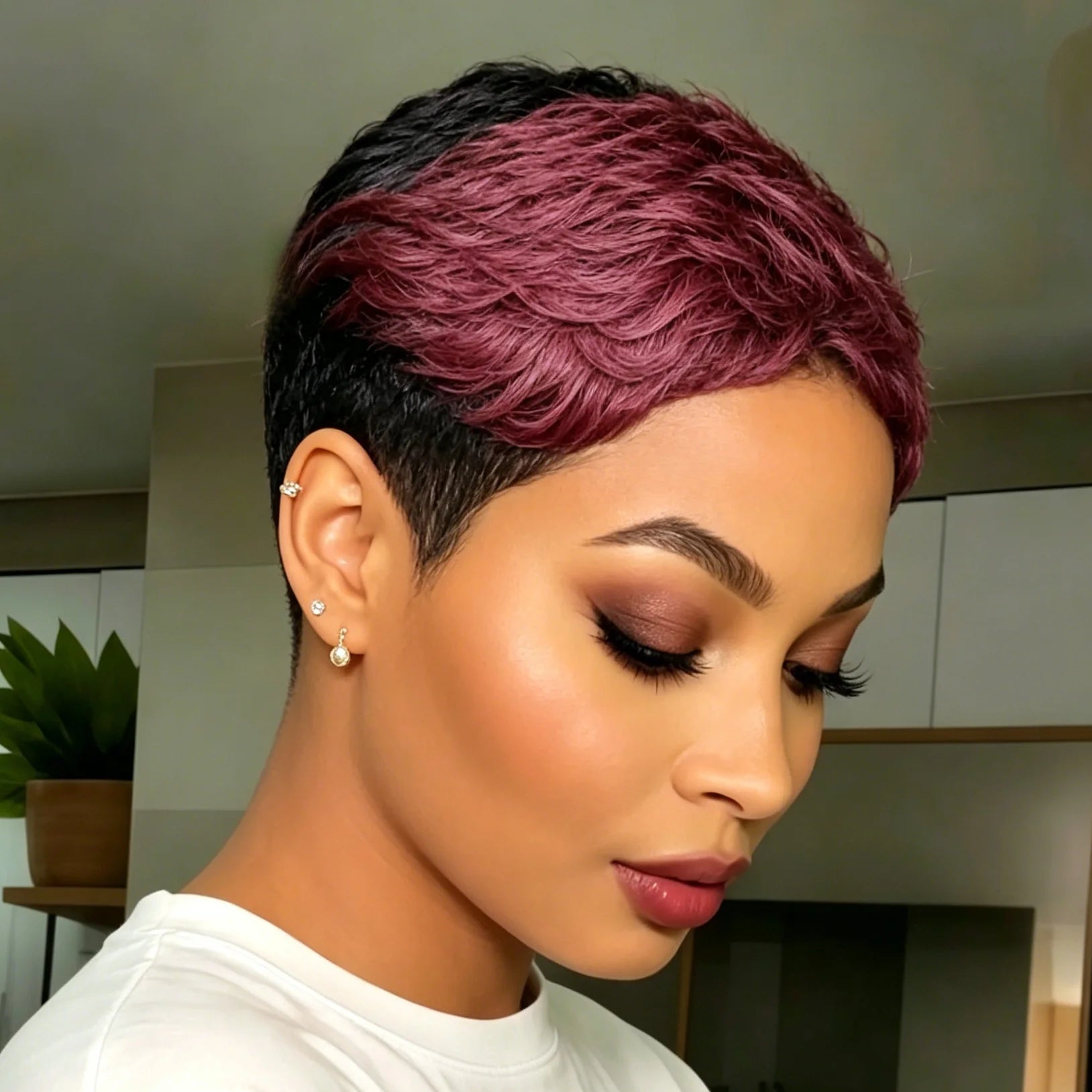 Ombre Curly Pixie Wig
