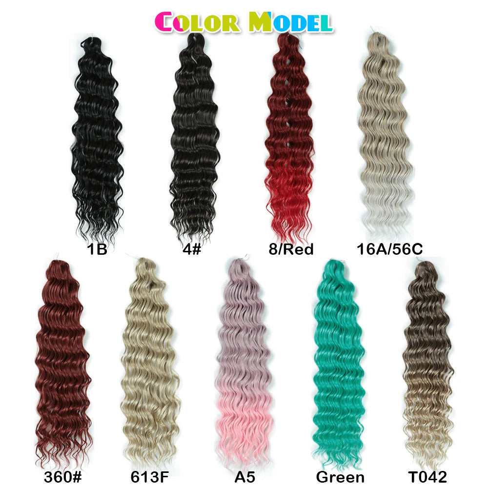 ALIBABY 24Inch Synthetic Loose Deep Wave Braiding Hair Extension Water Wave Crochet Braid Hair for Braids Ombre Blonde Fake Hair