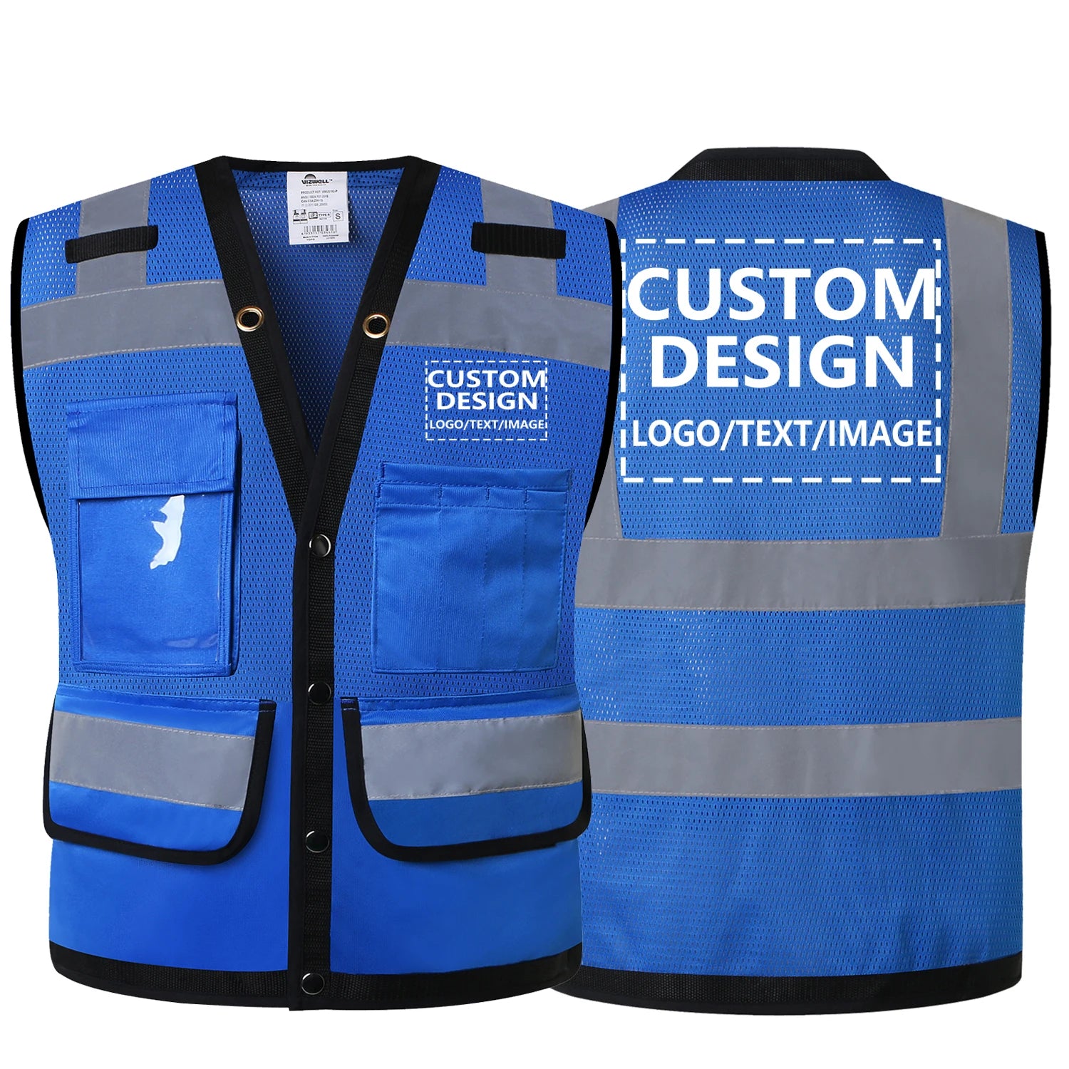 Workwear Vest With Customize Logo For Men Hi Vis Vest Jacket  Workwear Custom With Logo And Text