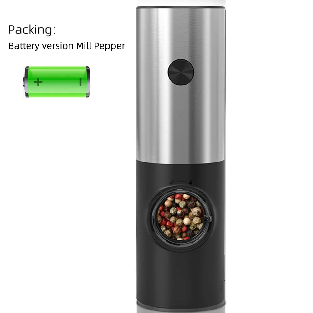 Base de Juego de Molinillos Eléctricos de Sal y Pimienta, Recargable por USB, de Acero Inoxidable, Automático, Ajustable para Sal y Especias
