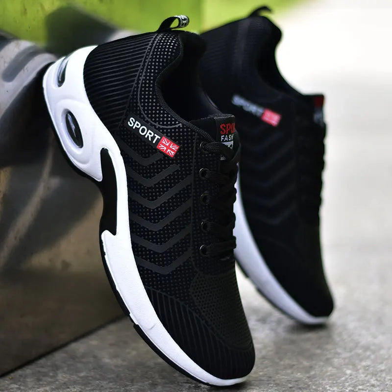 New spring trend sports men's shoes Lace-up thick sole casual breathable fashion shoes Large size Wear skid resistance