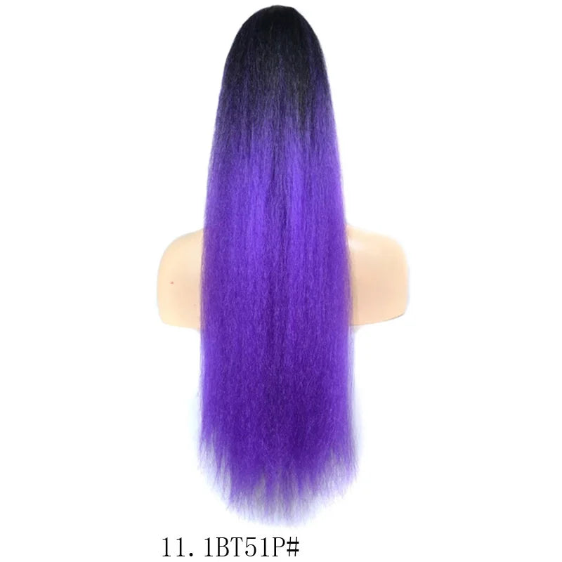 Extension synthétique afro queue de cheval longue, yaki bouclée, crépue, ondulée, douce, résistante à la chaleur, cheveux noirs pour usage quotidien féminin
