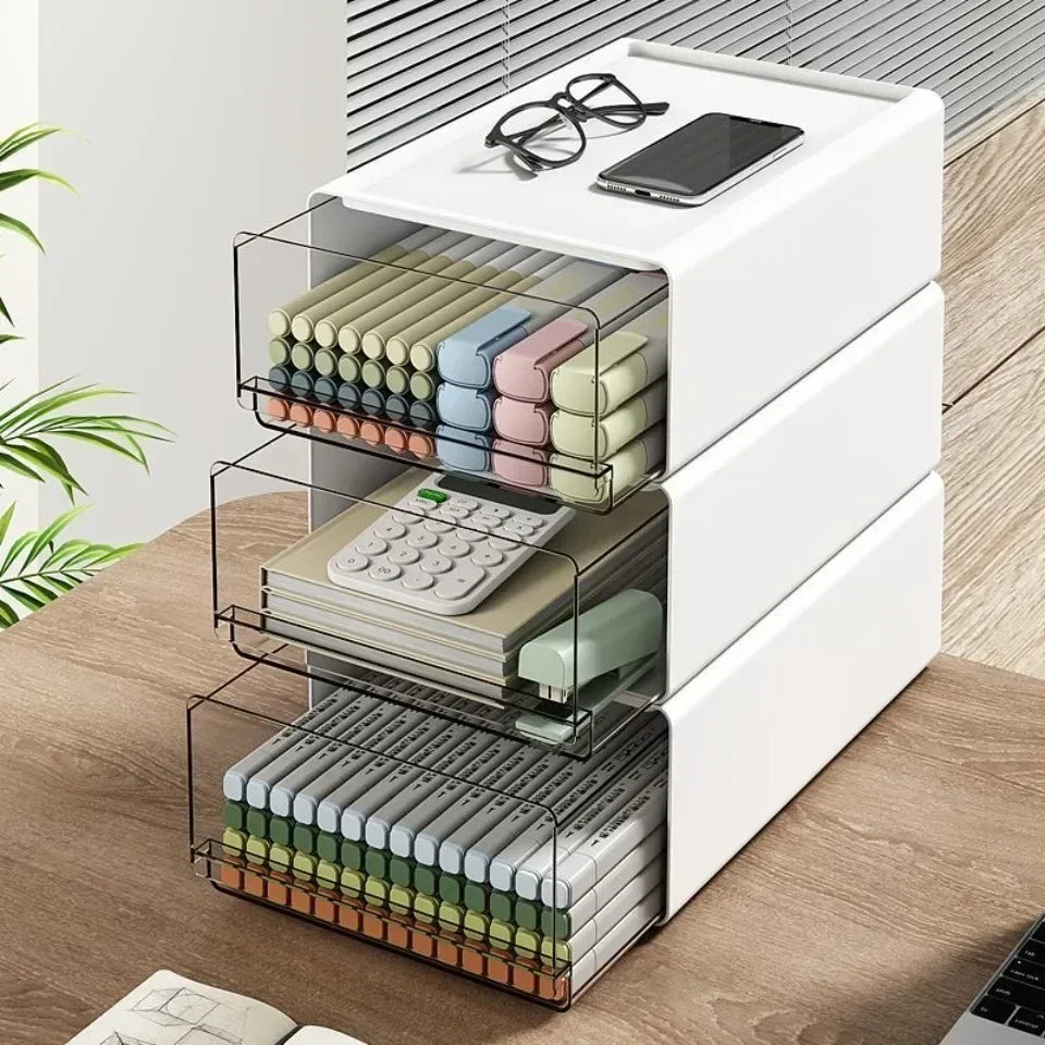 Desktop Organizer Drawer Makeup Storage Box Stationery Finishing Organizer Box Dormitory Desktop Organizer Cabinet  Dustproof