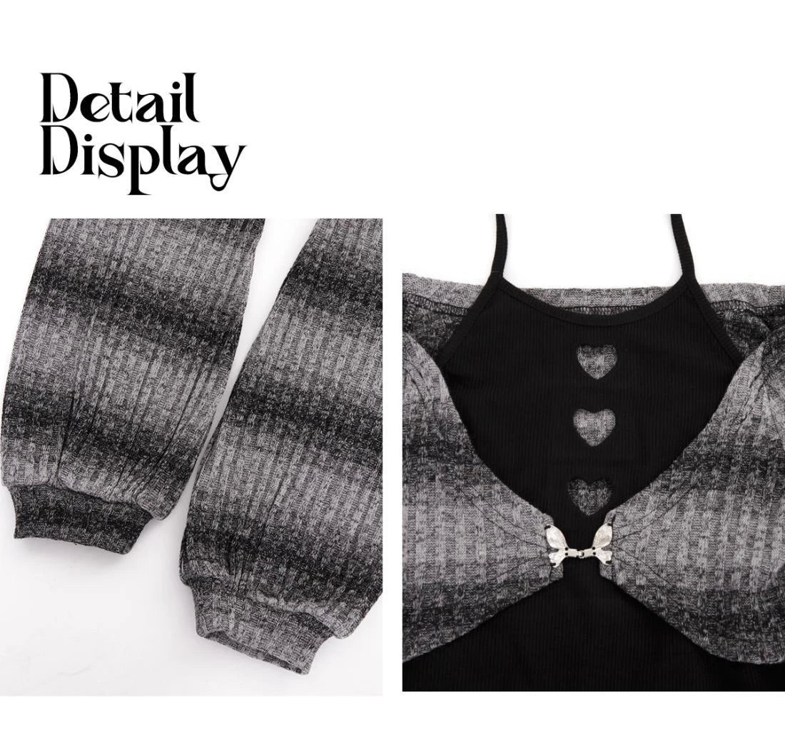 Spring Summer 2 Piece Skirt Set Women Y2k Crop Tops + Short Skirt Japanese Kawaii Fashion Suits Chic New in Elegant Dress