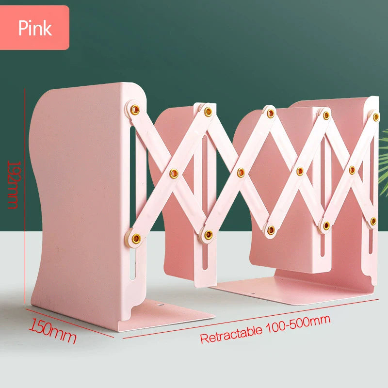 Desktop Book Organizer Retractable Book Stand Adjustable Retractable Bookends for Shelves Desktops Space-saving for Home