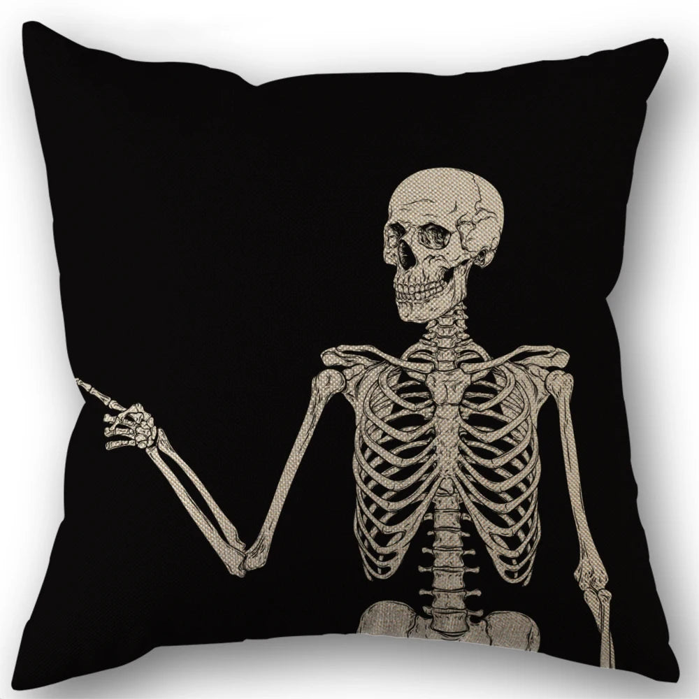 1pc, Spooky Skull Pillow Cover for Gothic Halloween Decor for Living Room, Sofa, Car, Cushion Cover And Home Party Pillowcase