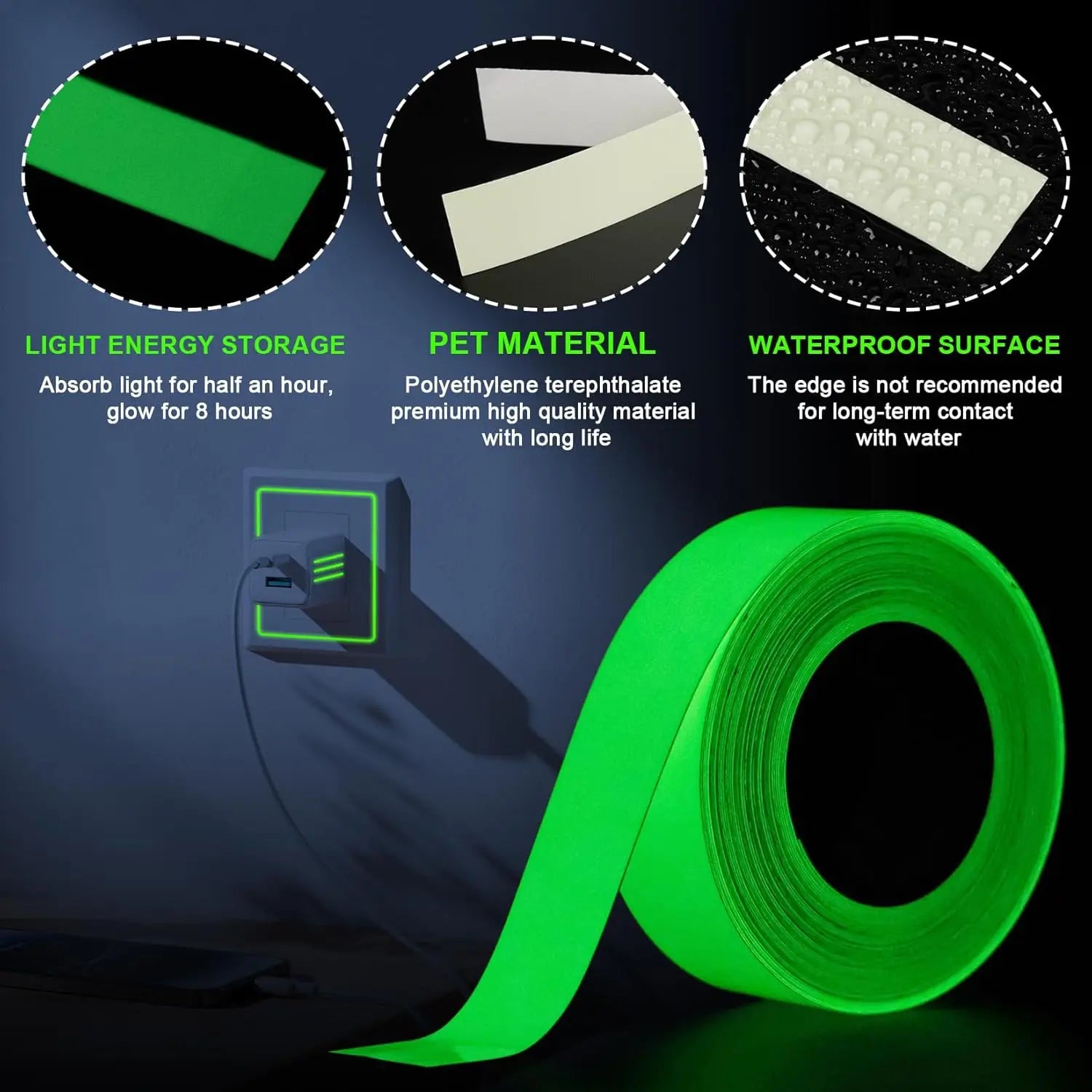 Green Glow Safety Tape