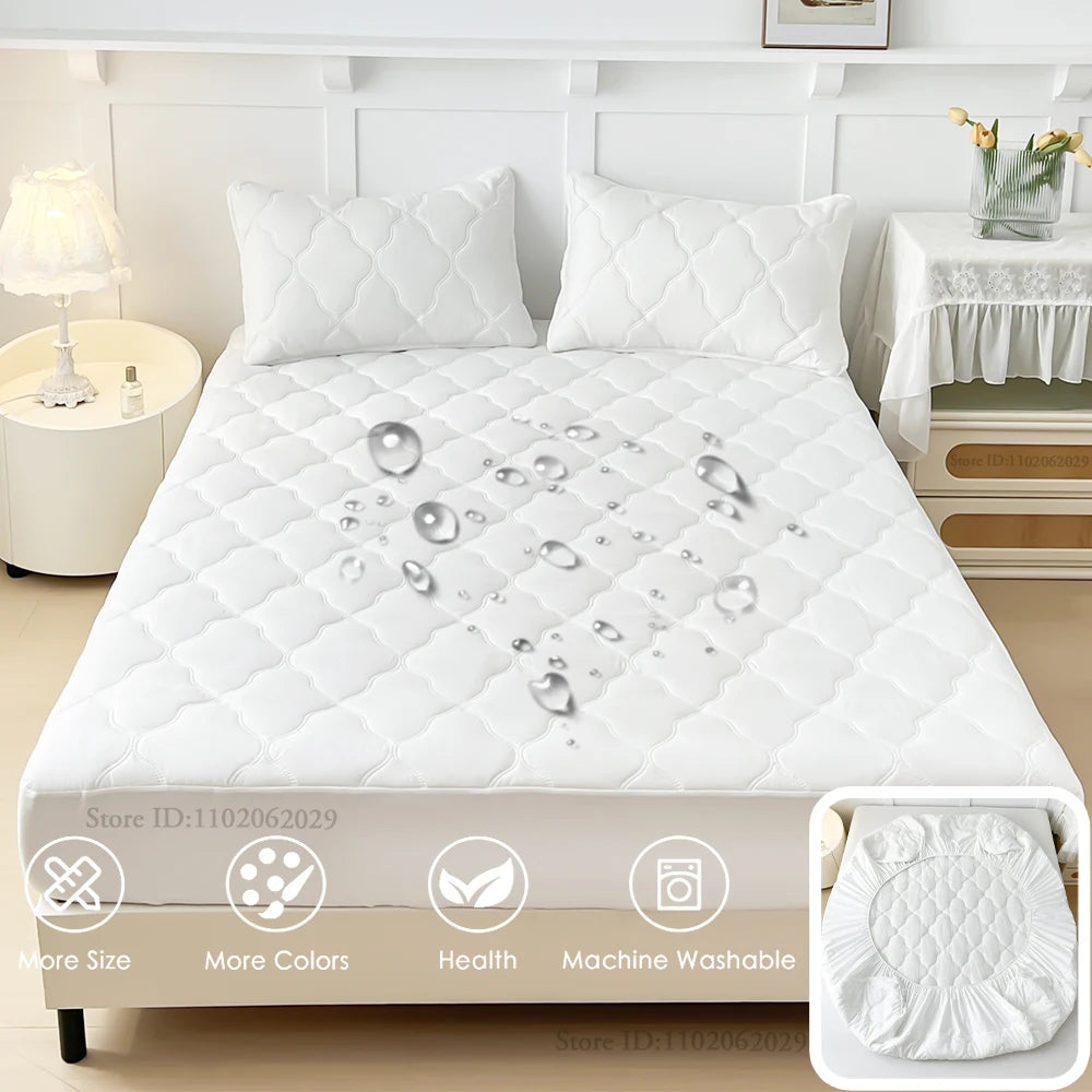 Bedspreads Cover Fitted Bed Sheets Waterproof Mattress Coverlets Elastic Band Protector Pads for Single/Double/King/Queen Bed