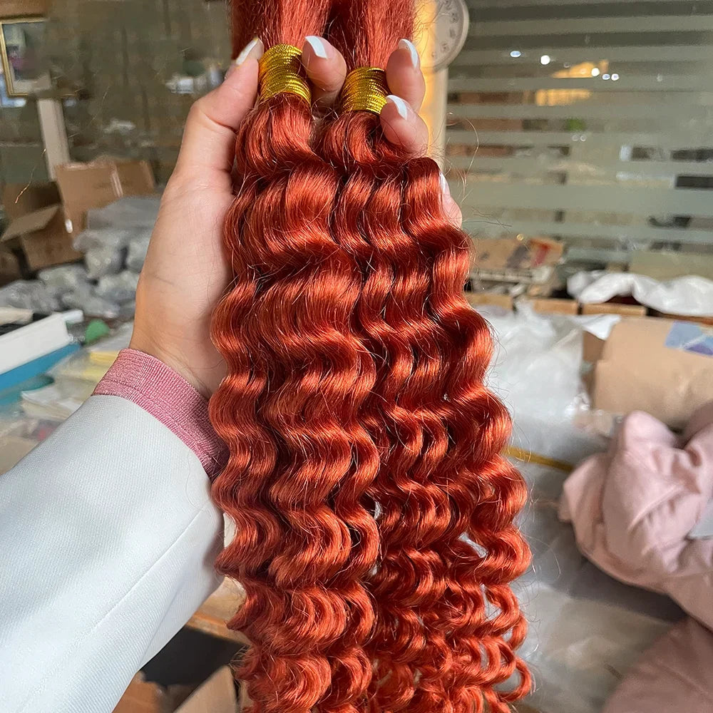 Deep Wave Bulk Human Hair for Braiding No Weft 100g (1 Pack-2 Bundles) Brazilian Virgin Human Hair Braiding Hair For BOHO Braids