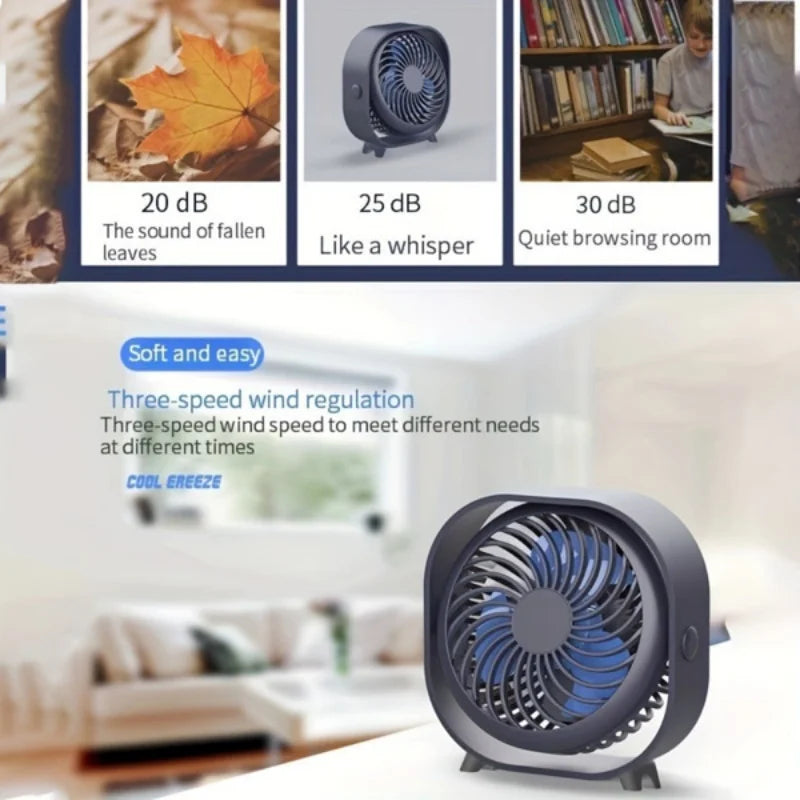 Mini Desk Fan with Lamp Rechargeable USB Portable Fan Cool Camping Gear Wall Mounted Small Electric Fans