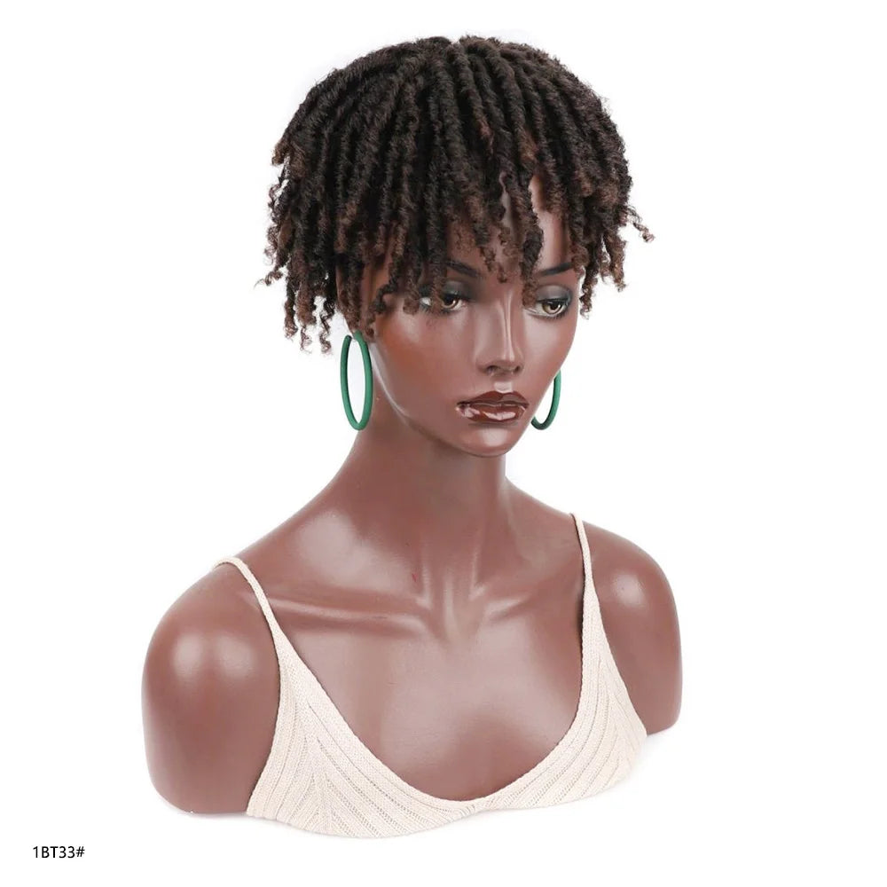 Jeedou Synthetic Toupee Hairpiece Wig Short Curly Hair Braided Hair Clip On Hair Afro Women Black Wig For Thinning Hair