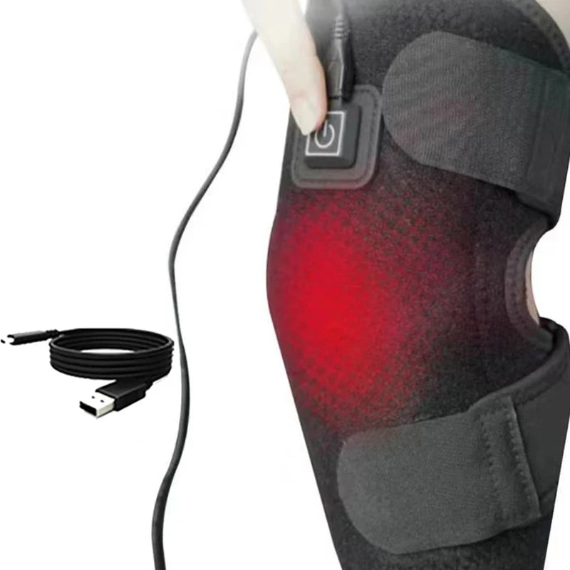 Genouillère chauffante électrique - Une genouillère chauffante alimentée par USB, adaptée aux articulations, avec une bande chauffante ajustable, idéale pour un usage quotidien.