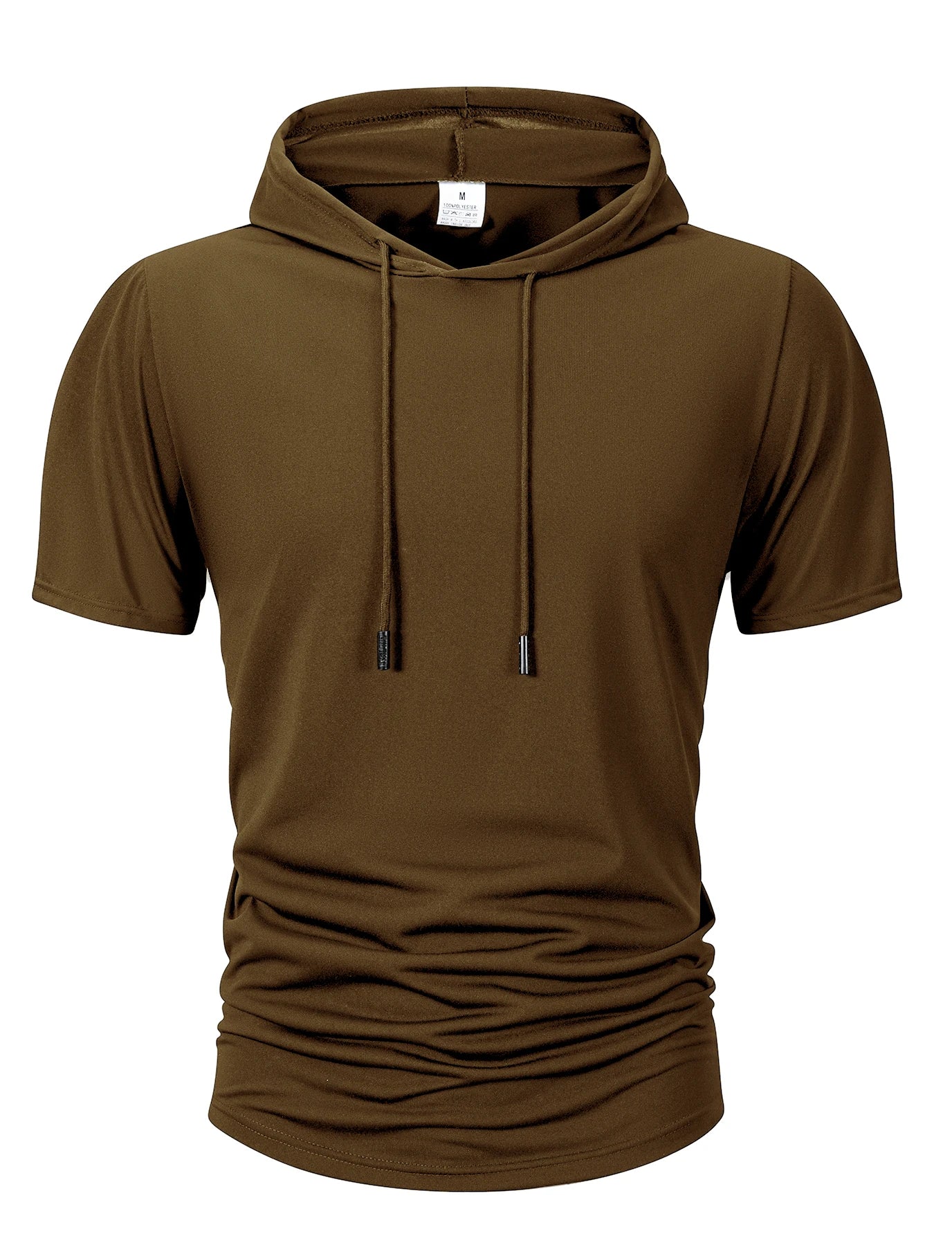 Men's Summer Hoodies T-shirts Short Sleeve Solid Color Loose Hooded Drawstring Pullover Tops Male Casual Sweatwear T-shirt